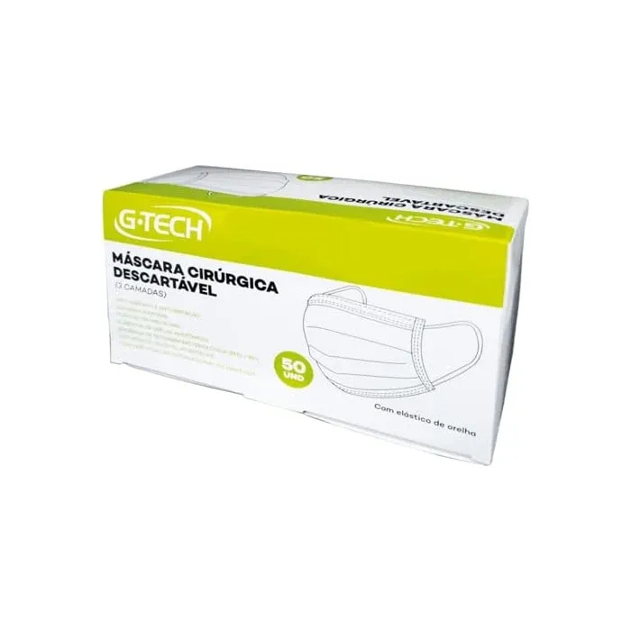 Máscara Cirúrgica Descartável G-Tech com 50 Unidades