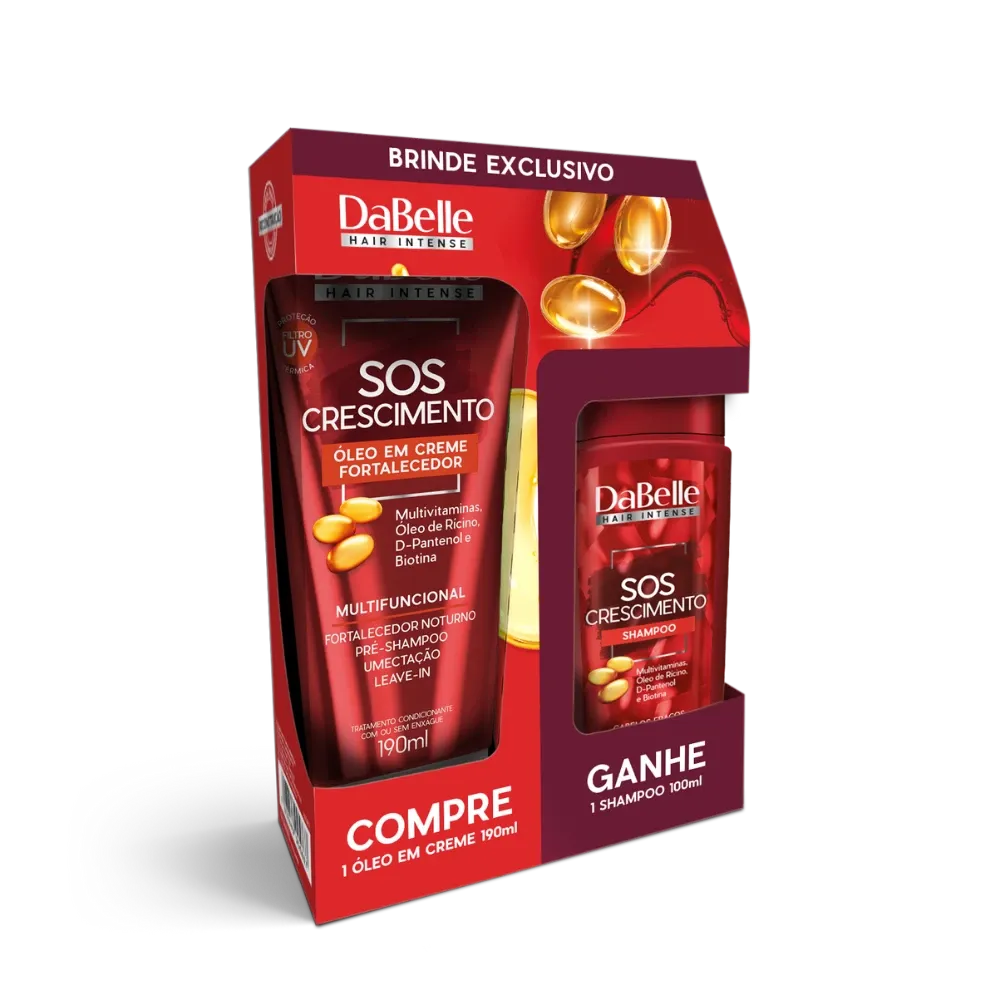 Kit Dabelle Óleo em Creme SOS Crescimento 190ml Grátis Shampoo 100ml