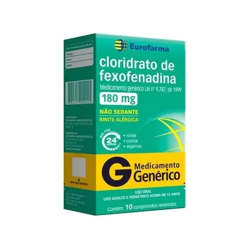 Cloridrato de Fexofenadina 180mg com 10 Comprimidos Eurofarma