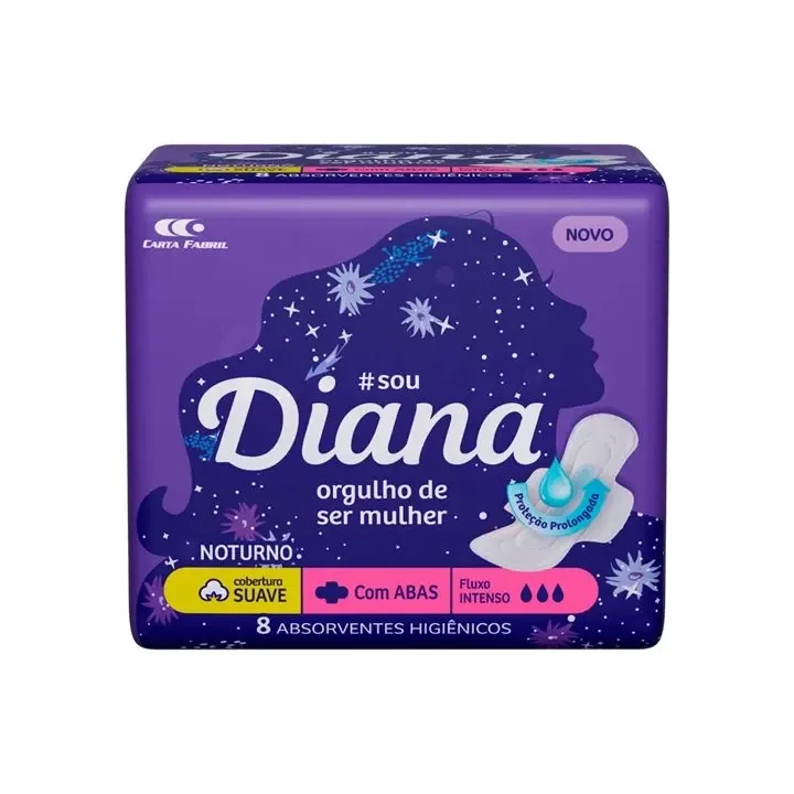 Absorvente Diana Noturno Suave  Com 8 Unidades