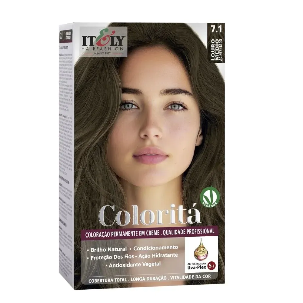 Coloração em Creme Itely Coloritá 1 Unidade 7.1 Louro Médio Acinzentado