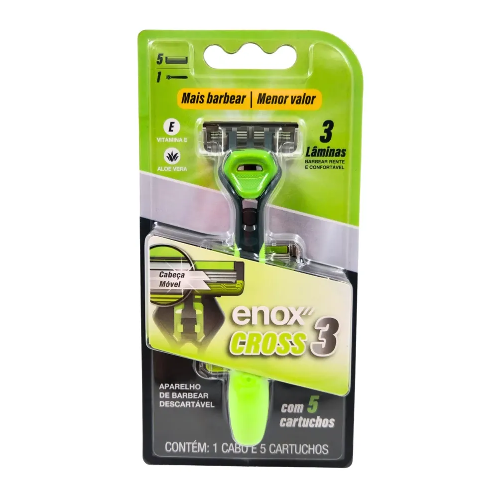 Aparelho Enox Cross 3 Lâminas com 5 Cartuchos