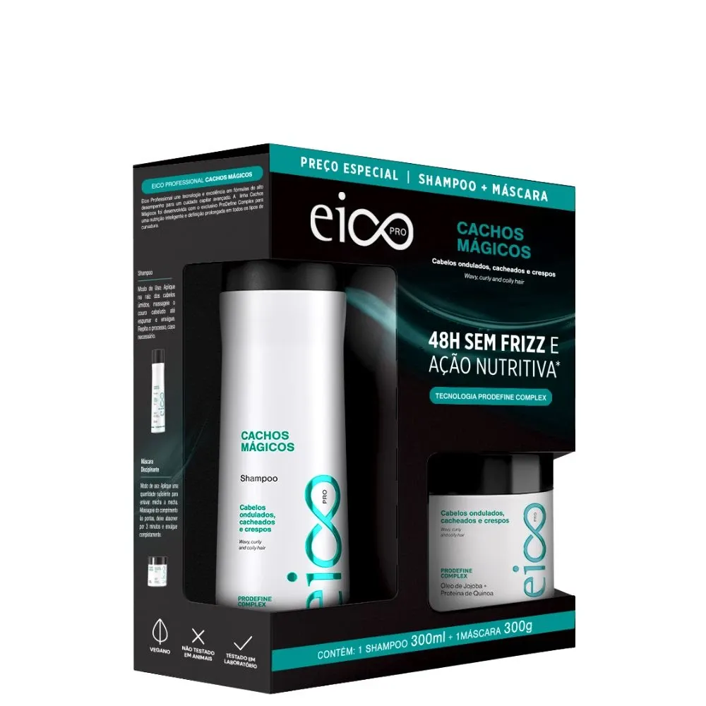 Kit Eico Shampoo 300ml+Máscara 300 g Cachos Mágicos
