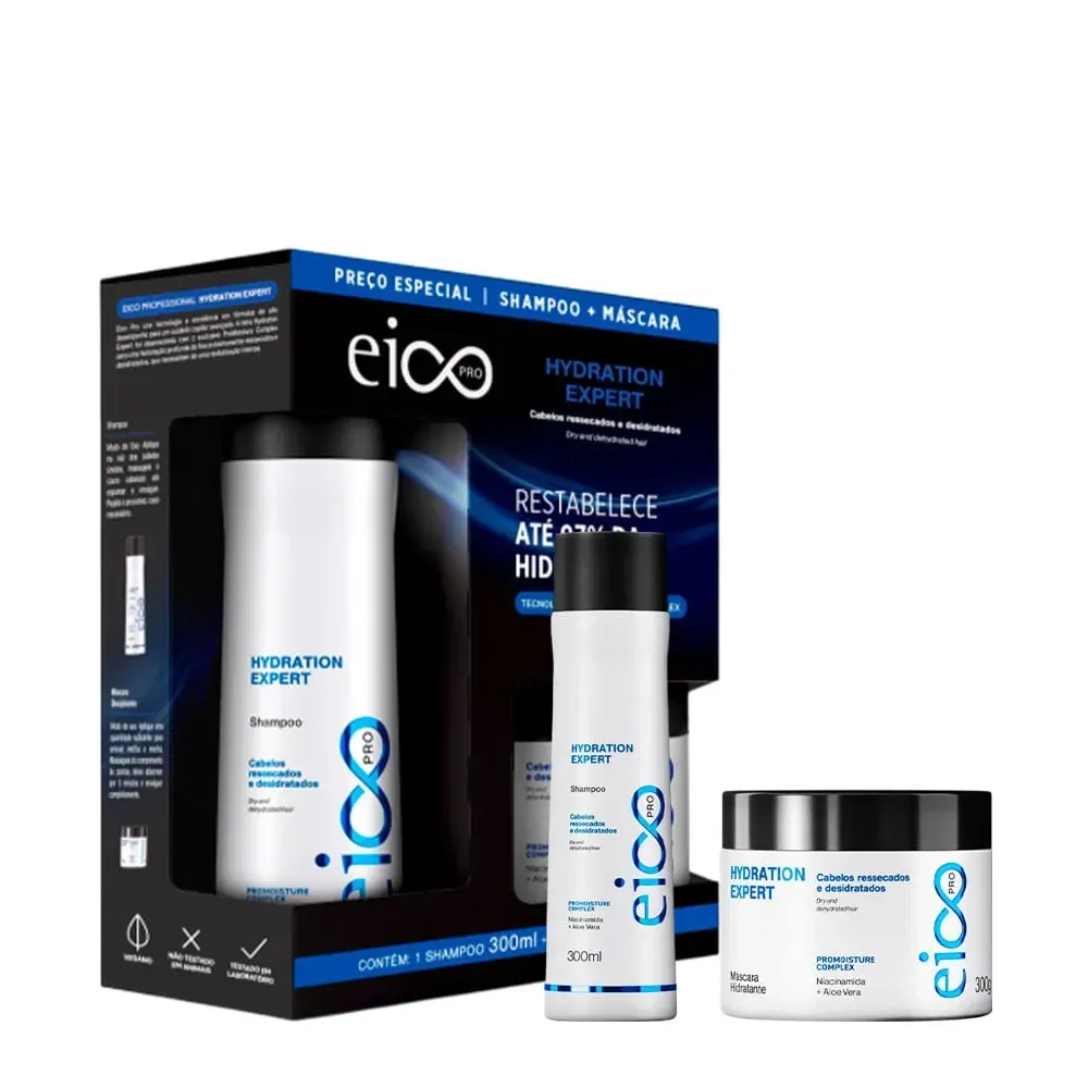 Kit Eico Shampoo 300ml+Máscara 300g Hidration Expert