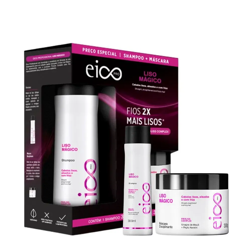 Kit Eico Shampoo300m+Mácara 300g Liso Mágico