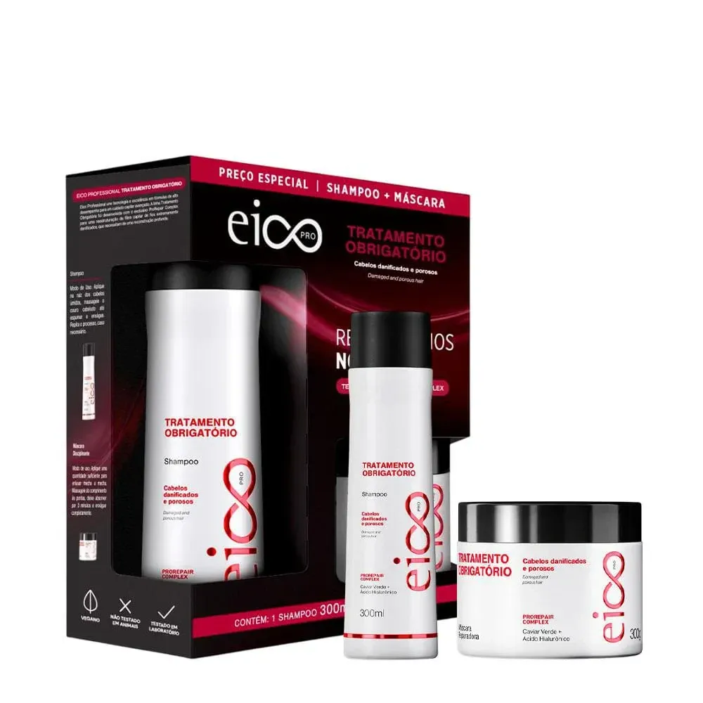 Kit Eico Shampoo 300ml +Máscara 300g Tratamento Obrigatório