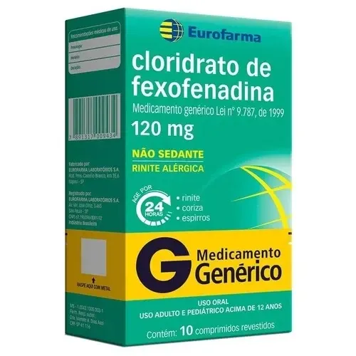 Cloridrato de Fexofenadina 120mg com 10 Comprimidos Eurofarma