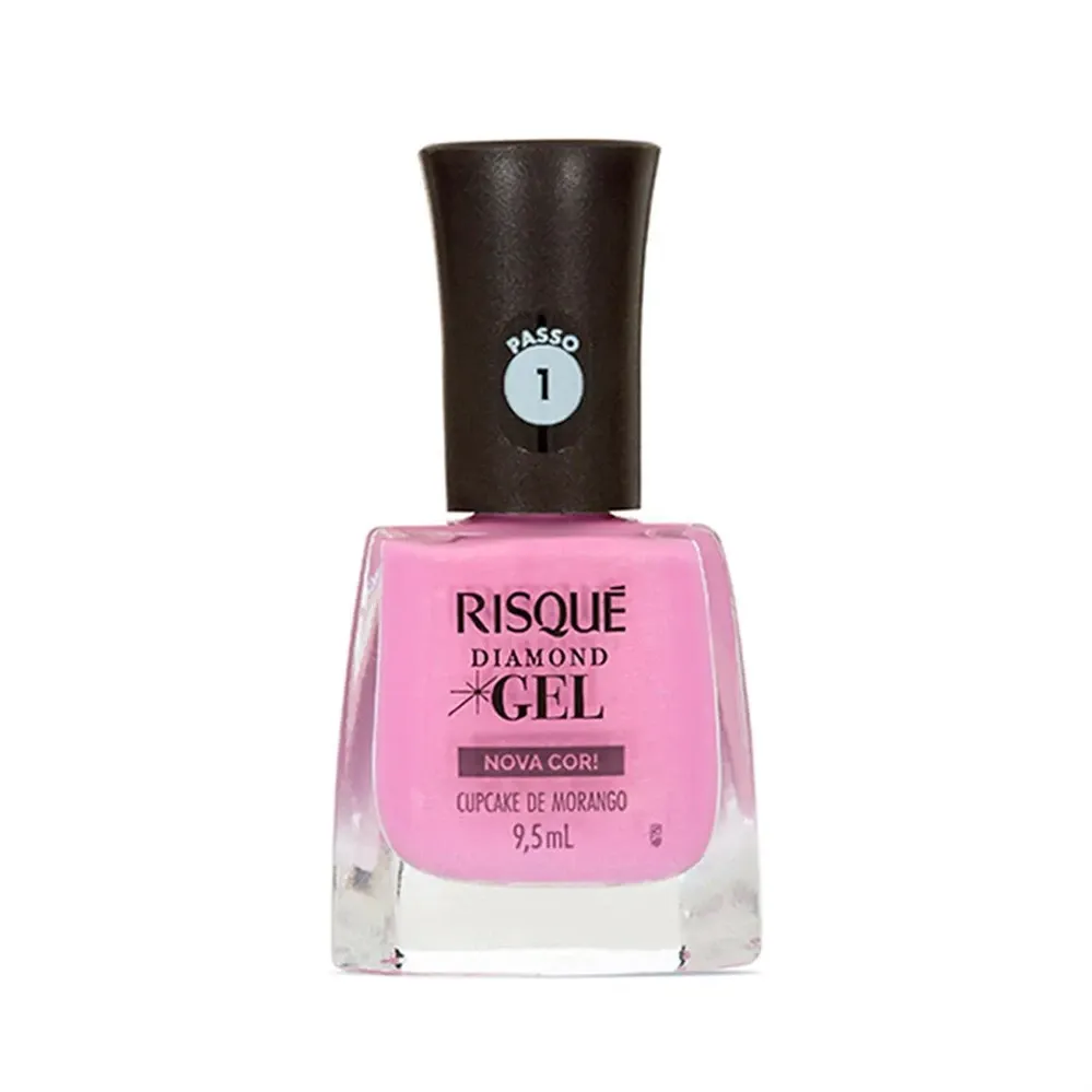 Esmalte Cremoso Risqué Diamond Gel Cupcake de Morango 9,5ml