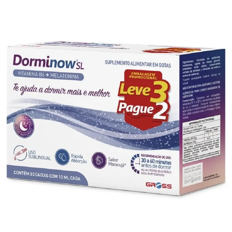 Suplemento Alimentar Dorminow SL em Gotas Pack com 3 Unidades de 10ml