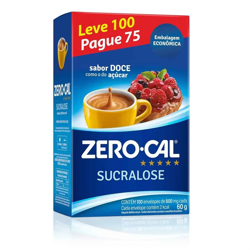 Adoçante em Pó Zero-Cal Sucralose com 100 Sachês 60g