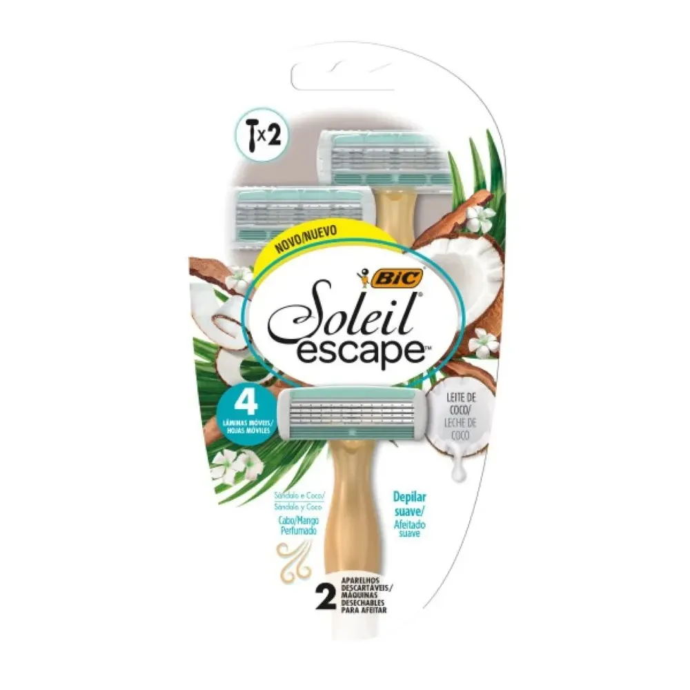 Aparelho de Depilação Bic Soleil Escape Leite de Coco com 2 Unidades