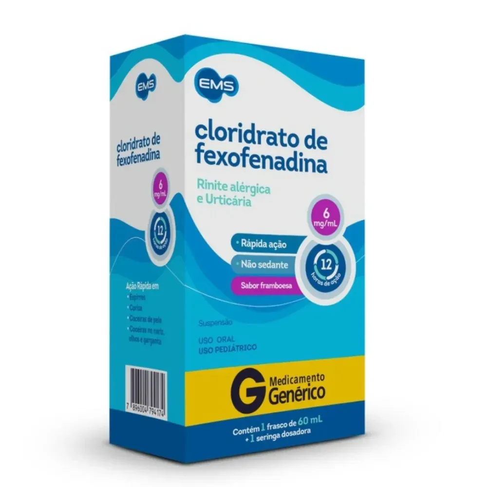 Cloridrato de Fexofenadina 6mg/ml com 60ml Ems