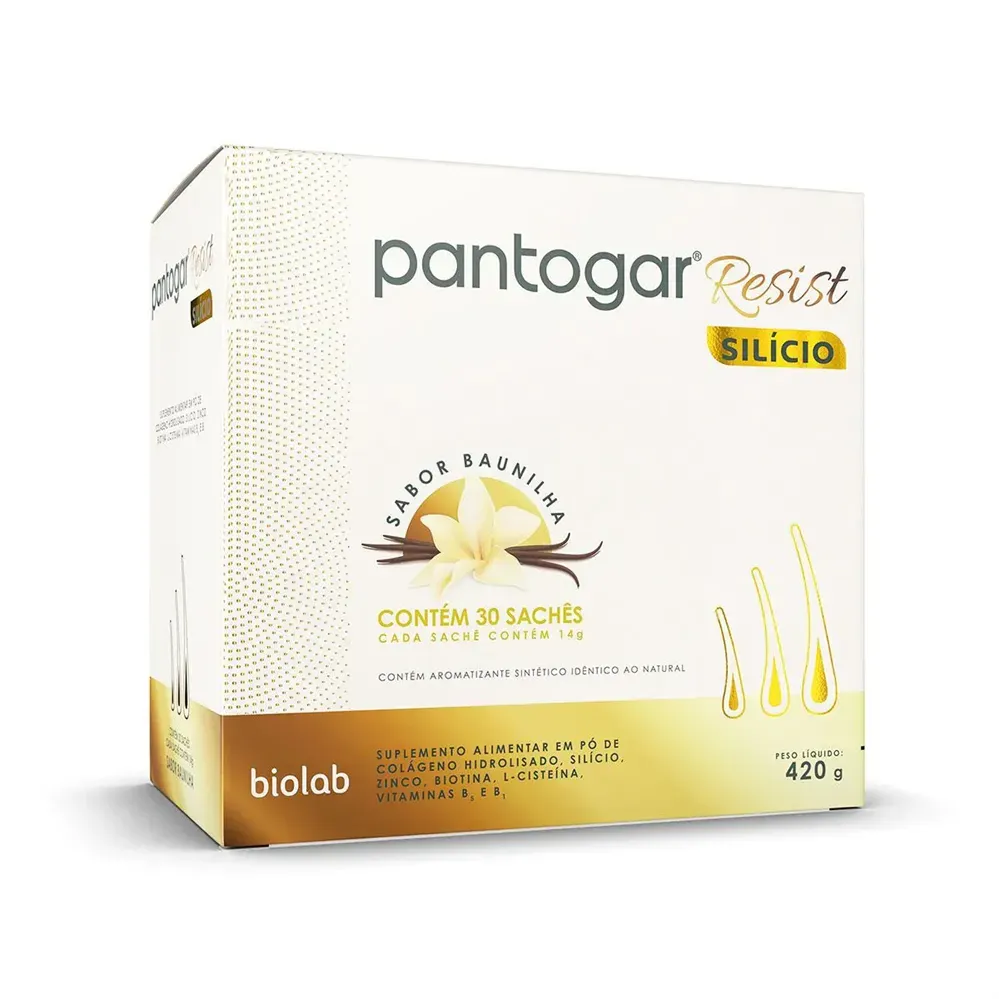 Suplemento Alimentar Pantogar Resist Silício Sabor Baunilha com 30 sachês
