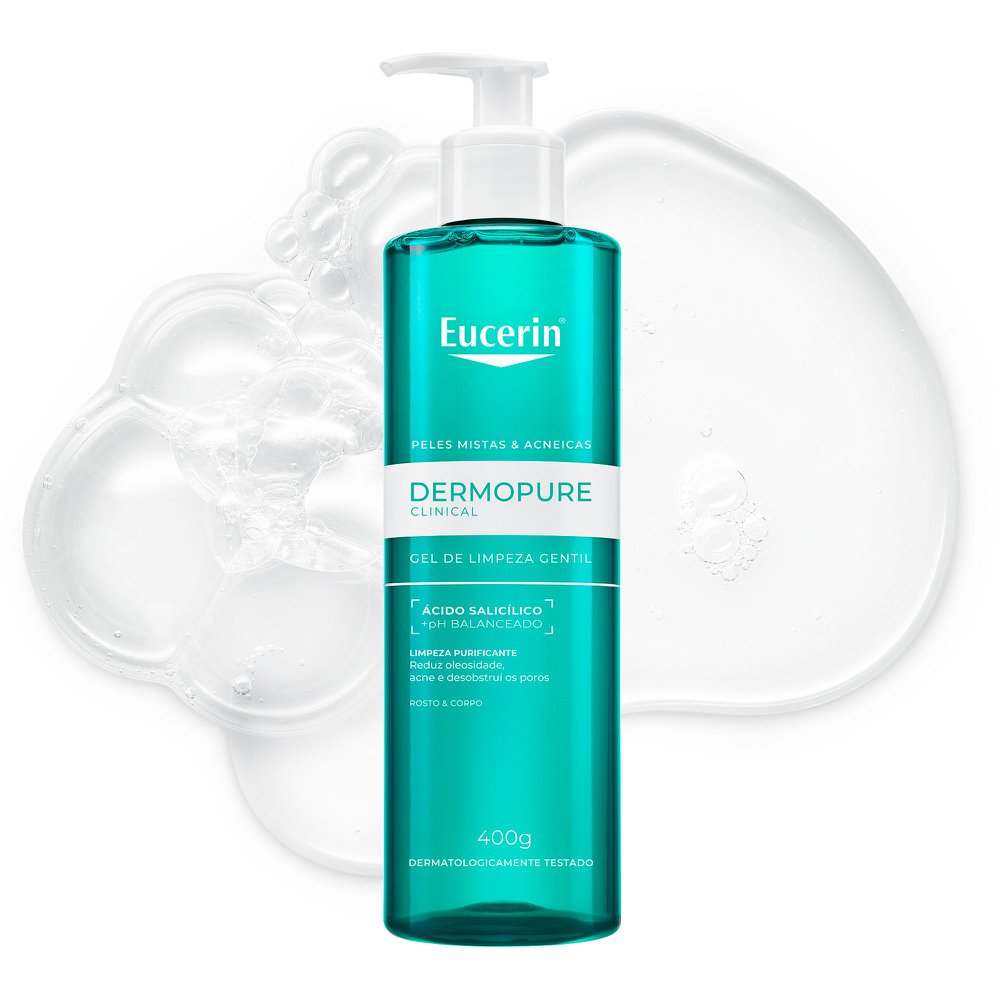 Gel de Limpeza Eucerin Dermopure Clinical Rosto e Corpo Pele Mista e Acneica com 400ml