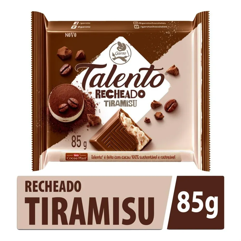 Chocolate Garoto Talento Recheio Tiramisu 85g