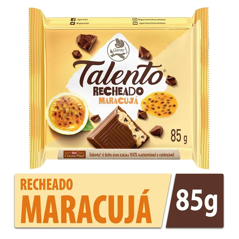 Chocolate Garoto Talento Recheio Maracujá 85g