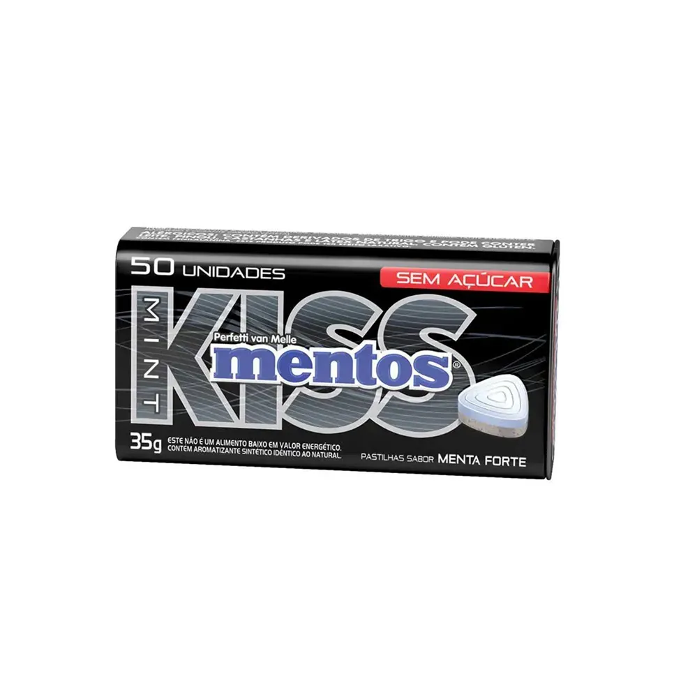 Mentos Kiss Lata Menta Forte Com 50 unidades
