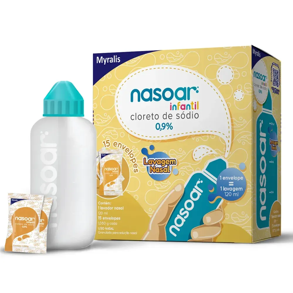 Nasoar Infantil Com 15 Envelopes + Frasco Lavador 120ml