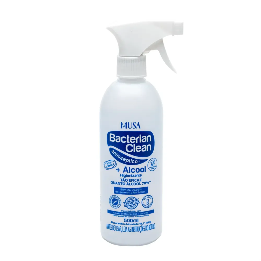 Bacterian Clean Álcool Antisséptico Spray 500ml Musa