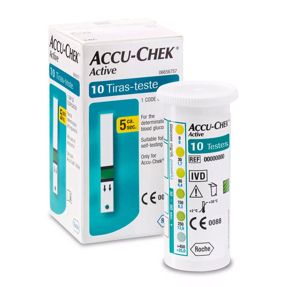 Encontraproduto.com.br - Tiras Teste Accu-Chek Active Com 10 Unidades