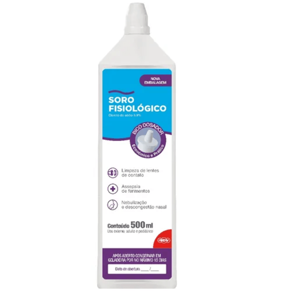 500ml De Soro Em 1 Hora Soro Fisiológico 0,9% ADV 500ml - anossadrogaria
