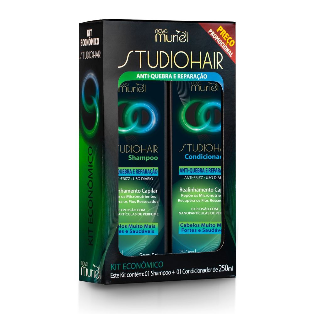 Kit Shampoo + Condicionador Muriel Studio Hair antiquebra e reparação 250ml anossadrogaria
