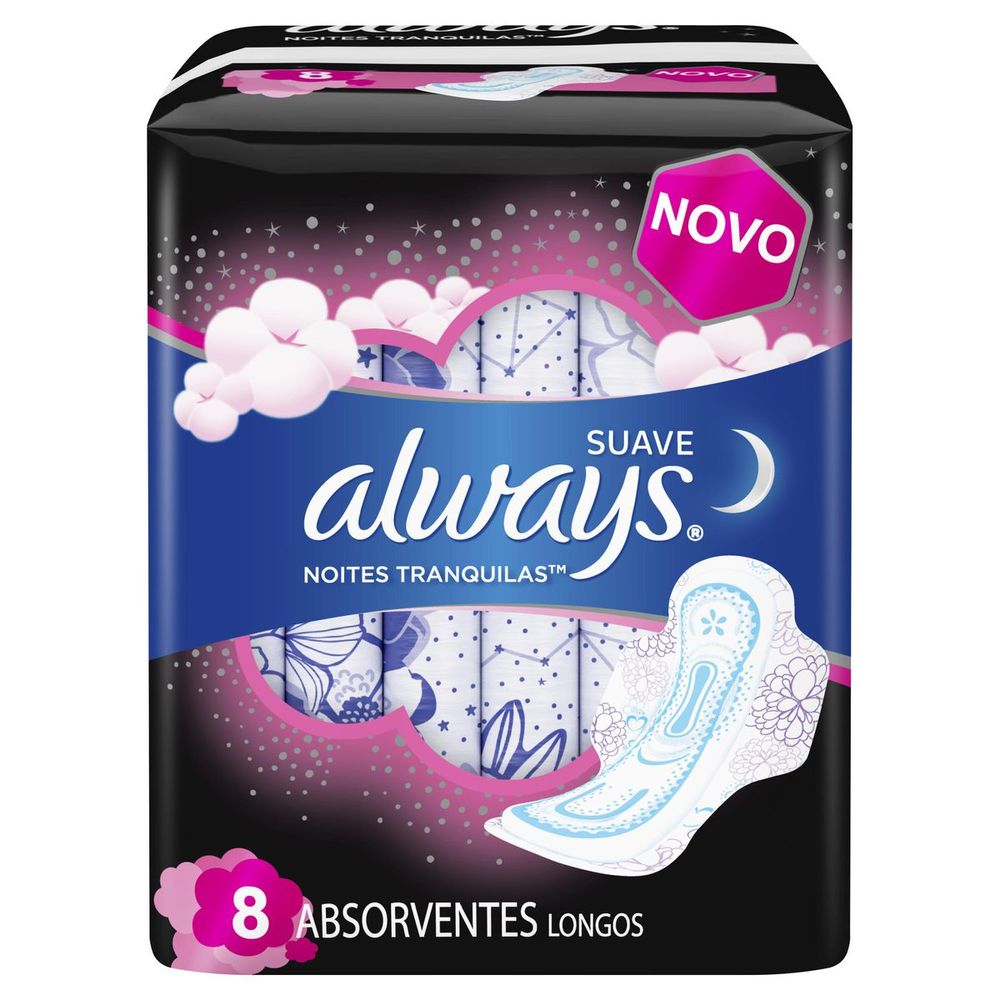 Absorvente Always Noites Tranquilas Suave com abas com 8 Unidades