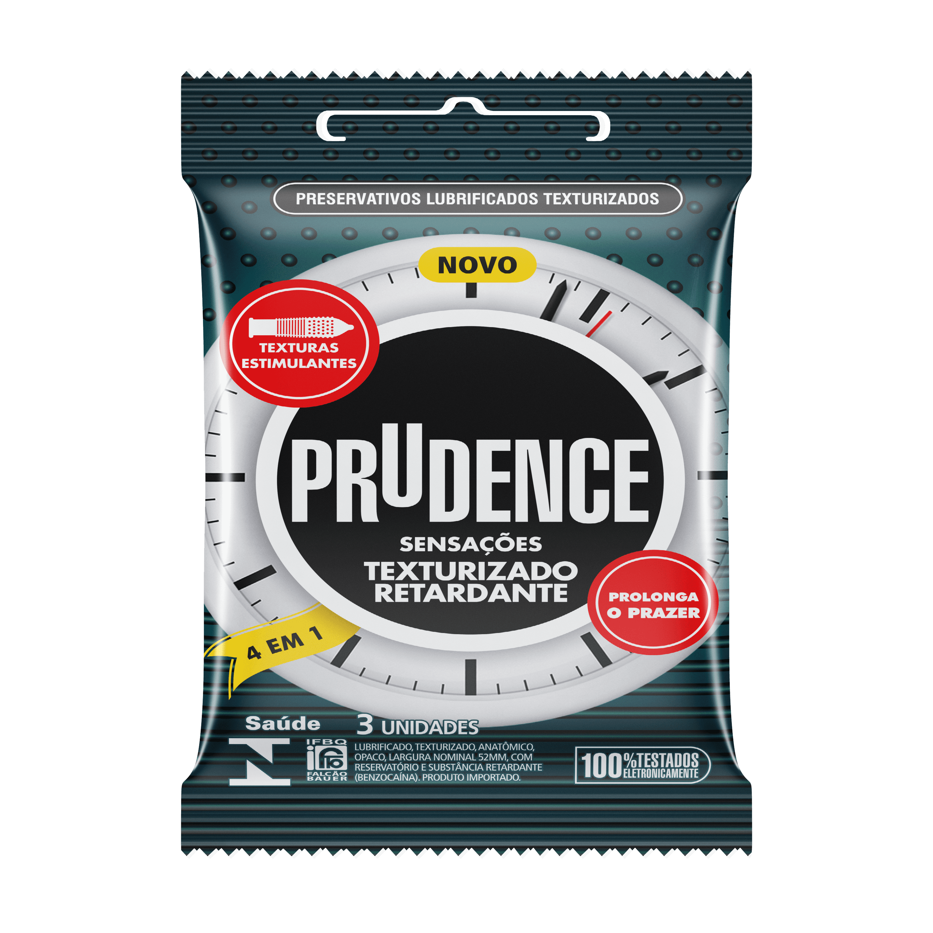 Encontraproduto.com.br - Preservativo Prudence Sensações Texturizado Retardante com 3 unidades