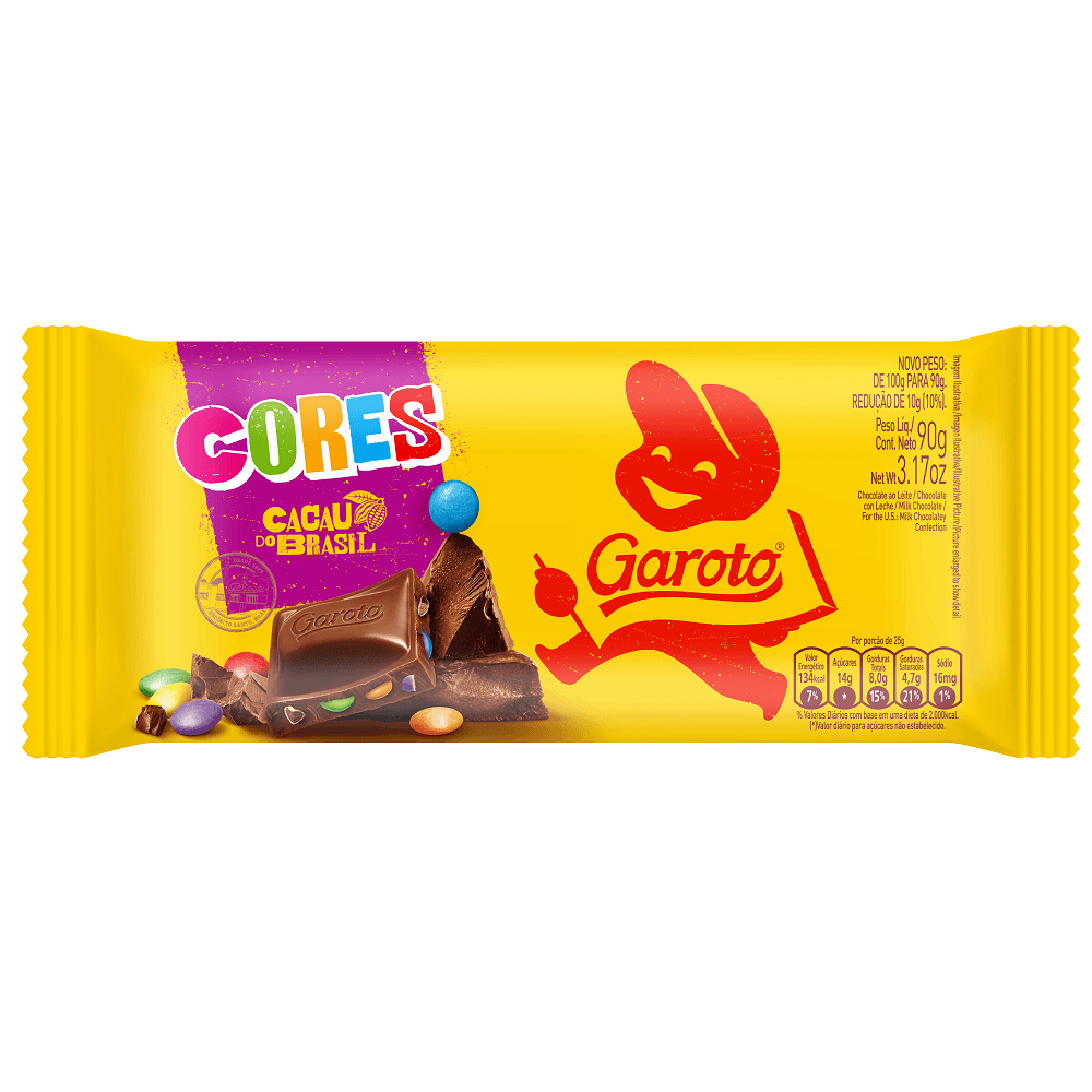 Chocolate Garoto Cores Tablete 90g anossadrogaria