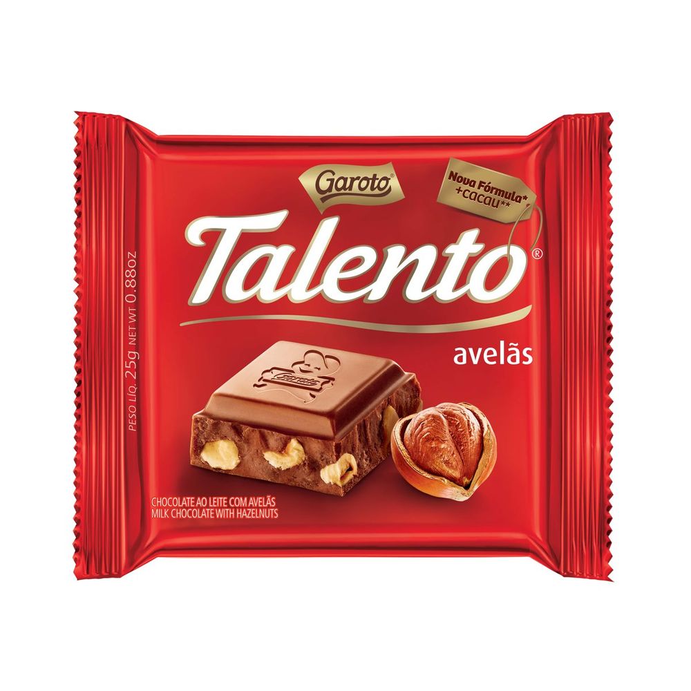 Chocolate Garoto Talento ao Leite com Avelãs 25g anossadrogaria