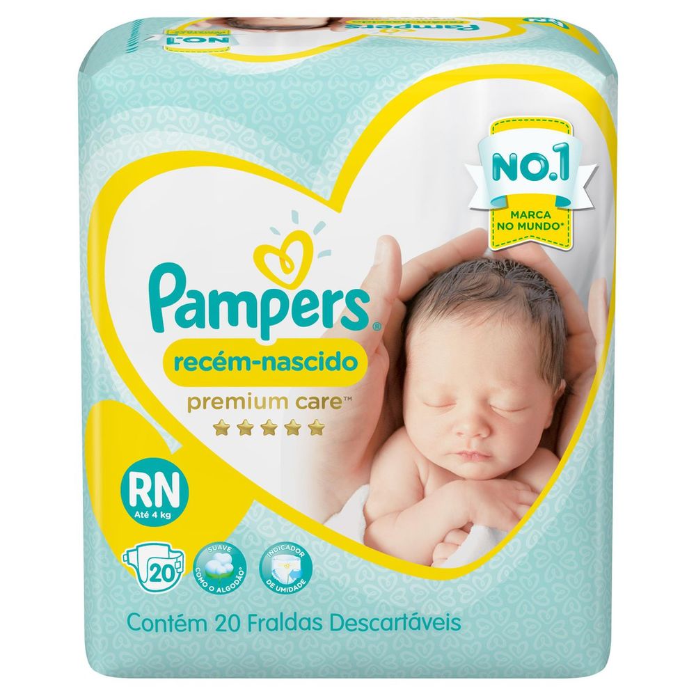 Fraldas Pampers Recém Nascido Premium Care Rn Com 20 Unidades