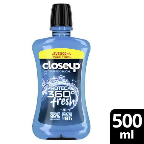 Antisséptico Bucal Closeup Proteção 360° Fresh Ice Leve 500ml Pague 350ml