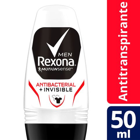 Desodorante Roll-On Rexona Men Antibacterial Invisible 50ml